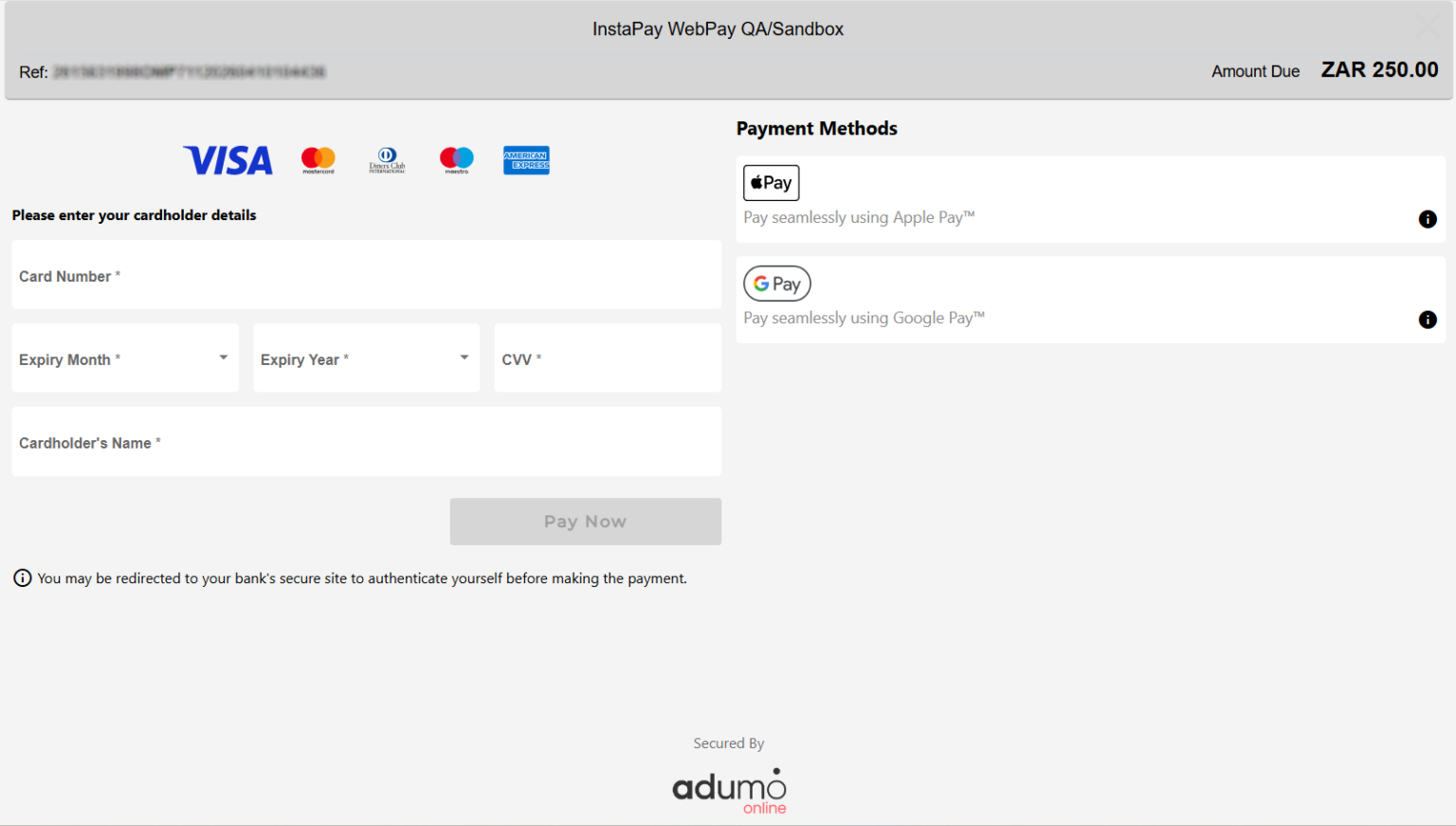 Credit & Debit Card Payments – InstaPay Developer Resources