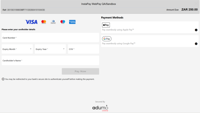 Credit & Debit Card Payments – InstaPay Developer Resources